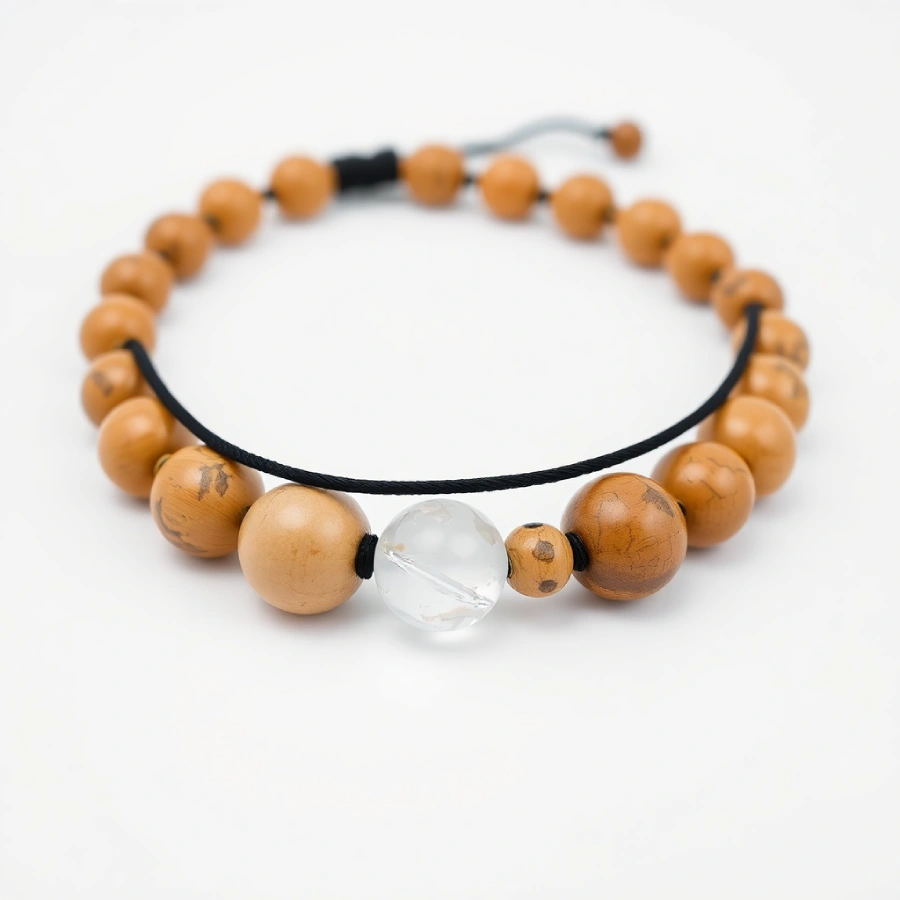 Wooden-and-Clear-Crystal-Bracelet