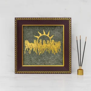 7 Horses on Raw Pyrite Frame